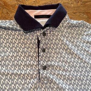 Greyson Men's Geometric Polo Shirt - Navy and White